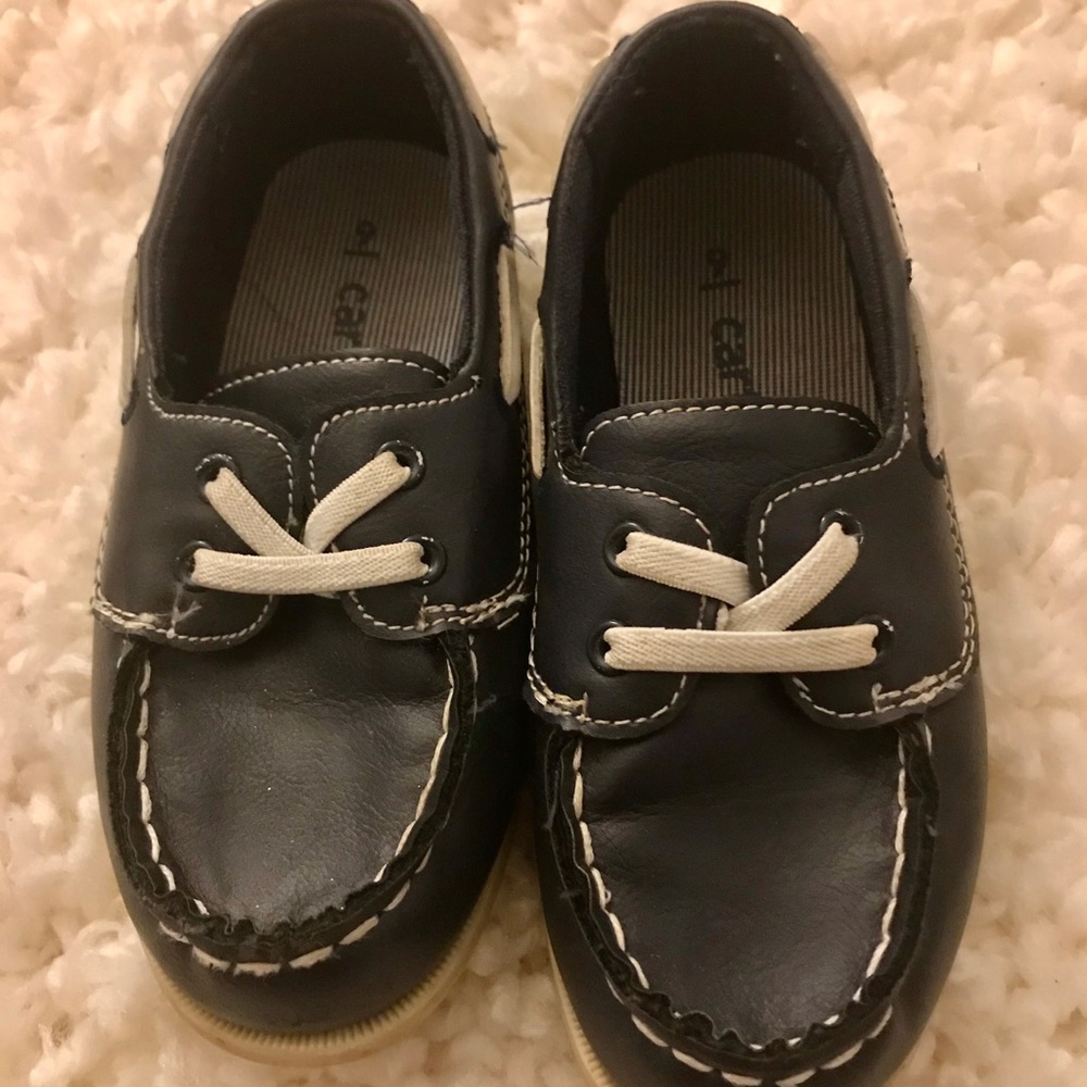 Carters size 9 dark blue boat shoes GUC